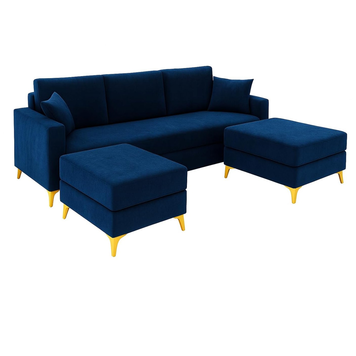 Family Sofa Set with 2 Ottomans