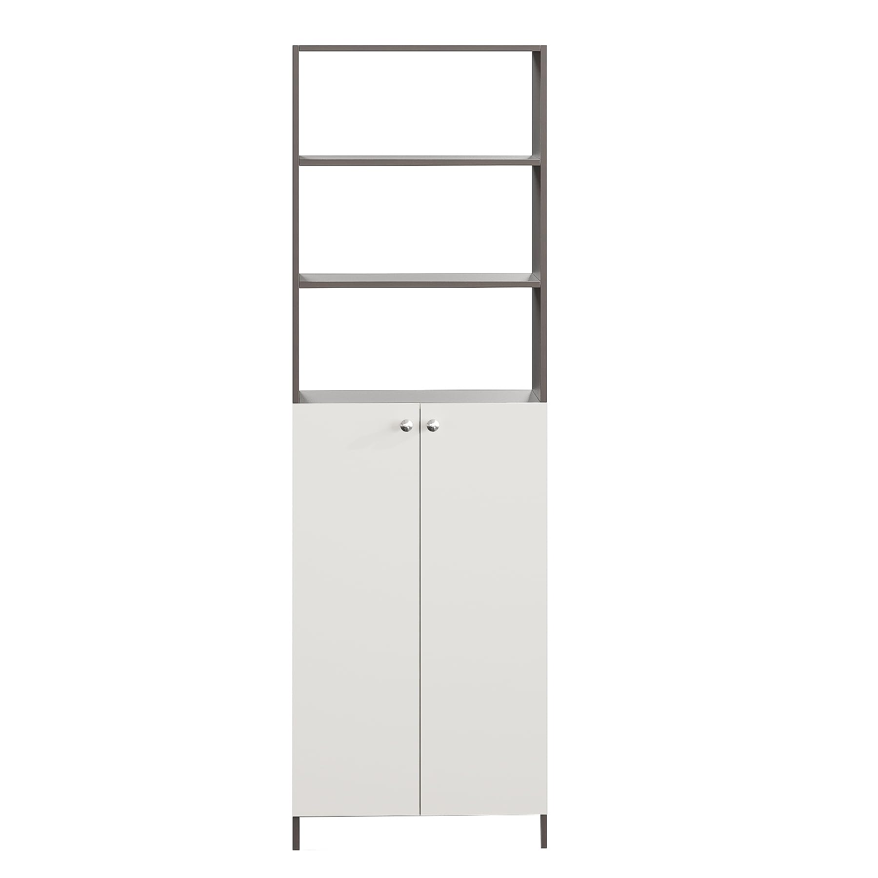Aplent Engineered Wood Bookshelf with Doors (Wenge & White)