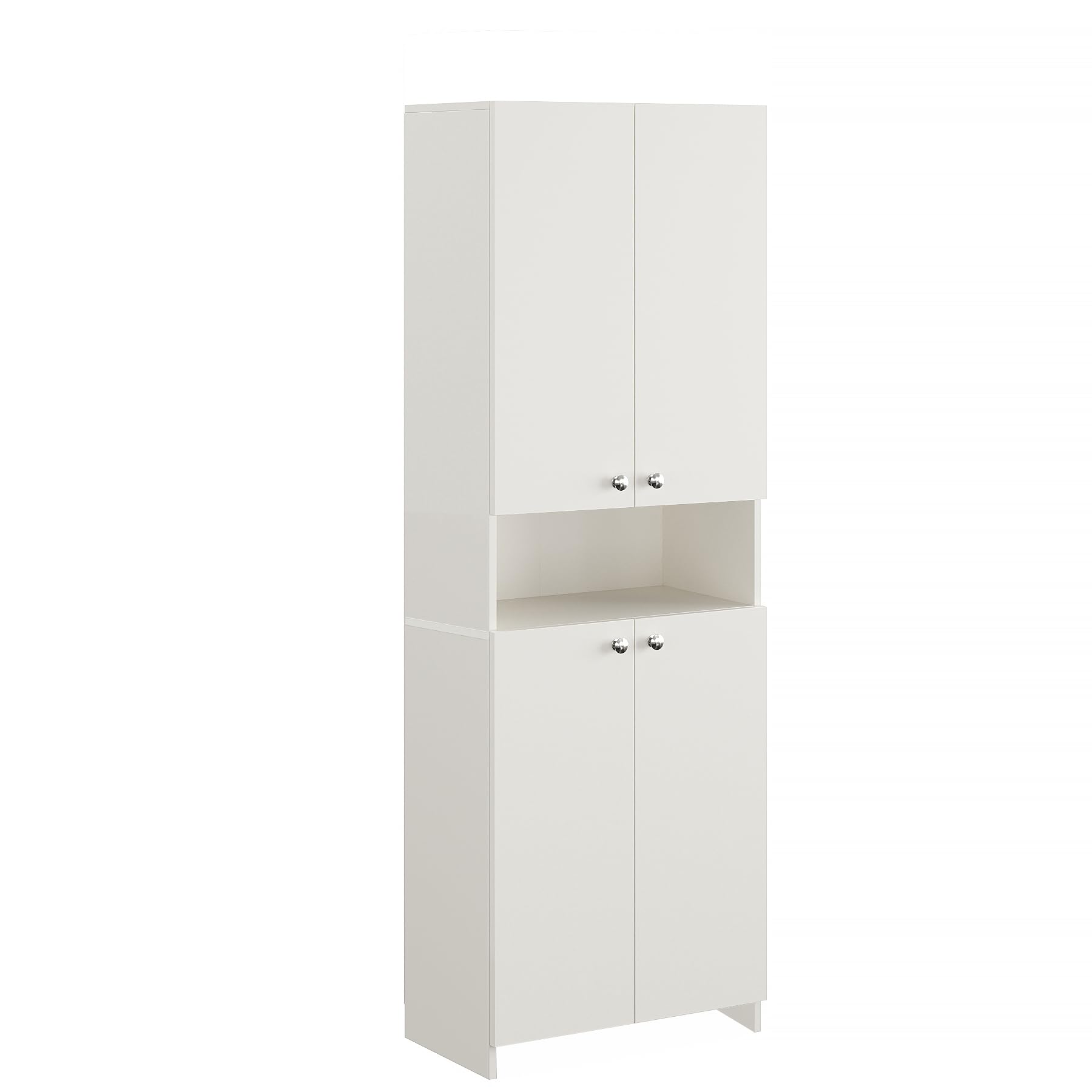 Vault Tall Wooden Bookshelf with 2-Door Cabinet & 3 Open Shelves (White)