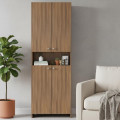 Vault Tall Wooden Bookshelf with 2-Door Cabinet & 3 Open Shelves (Exotic Teak) - photo