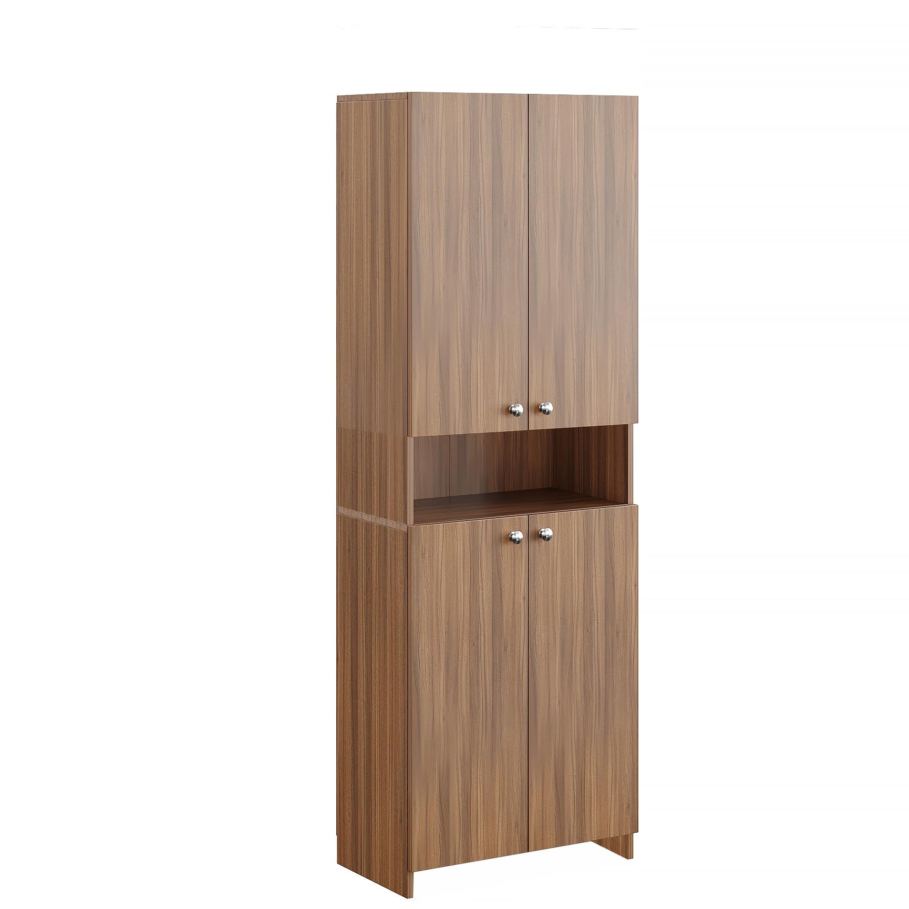 Vault Tall Wooden Bookshelf with 2-Door Cabinet & 3 Open Shelves (Exotic Teak)