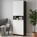 Vault Tall Wooden Bookshelf with 2-Door Cabinet & 3 Open Shelves (Wenge & White) - photo