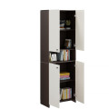Vault Tall Wooden Bookshelf with 2-Door Cabinet & 3 Open Shelves (Wenge & White) - top_view
