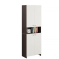 Vault Tall Wooden Bookshelf with 2-Door Cabinet & 3 Open Shelves (Wenge & White) - left_view