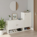 Sinala Engineered Wood Shoe Rack with Doors & Open Shelves (White) - photo