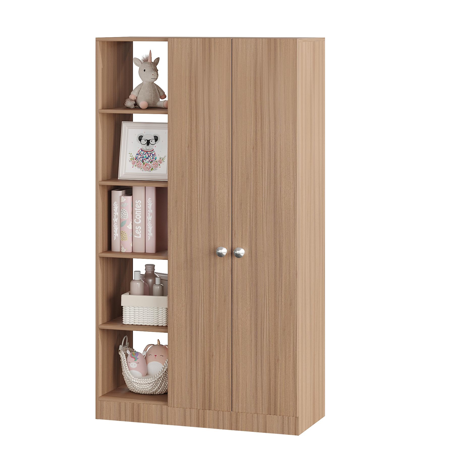 Elora Wardrobe for Kids, Baby Almirah for Clothes, Baby Storage Organizer, Cupboard for Clothes, Kids Wardrobe for Clothes/Toys/Books (Exotic Teak)