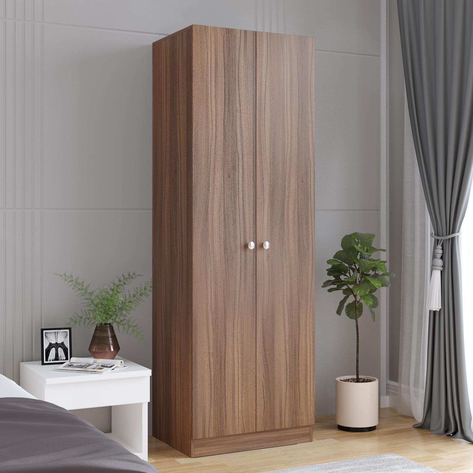 Fanciable Engineering Wood 2 Door Wardrobe Almirah for Clothes (Exotic Teak)