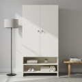 YSH Engineered Wood Wardrobe Almirah for Clothes with 2 Doors & Open Shoe Rack (White) - front_view