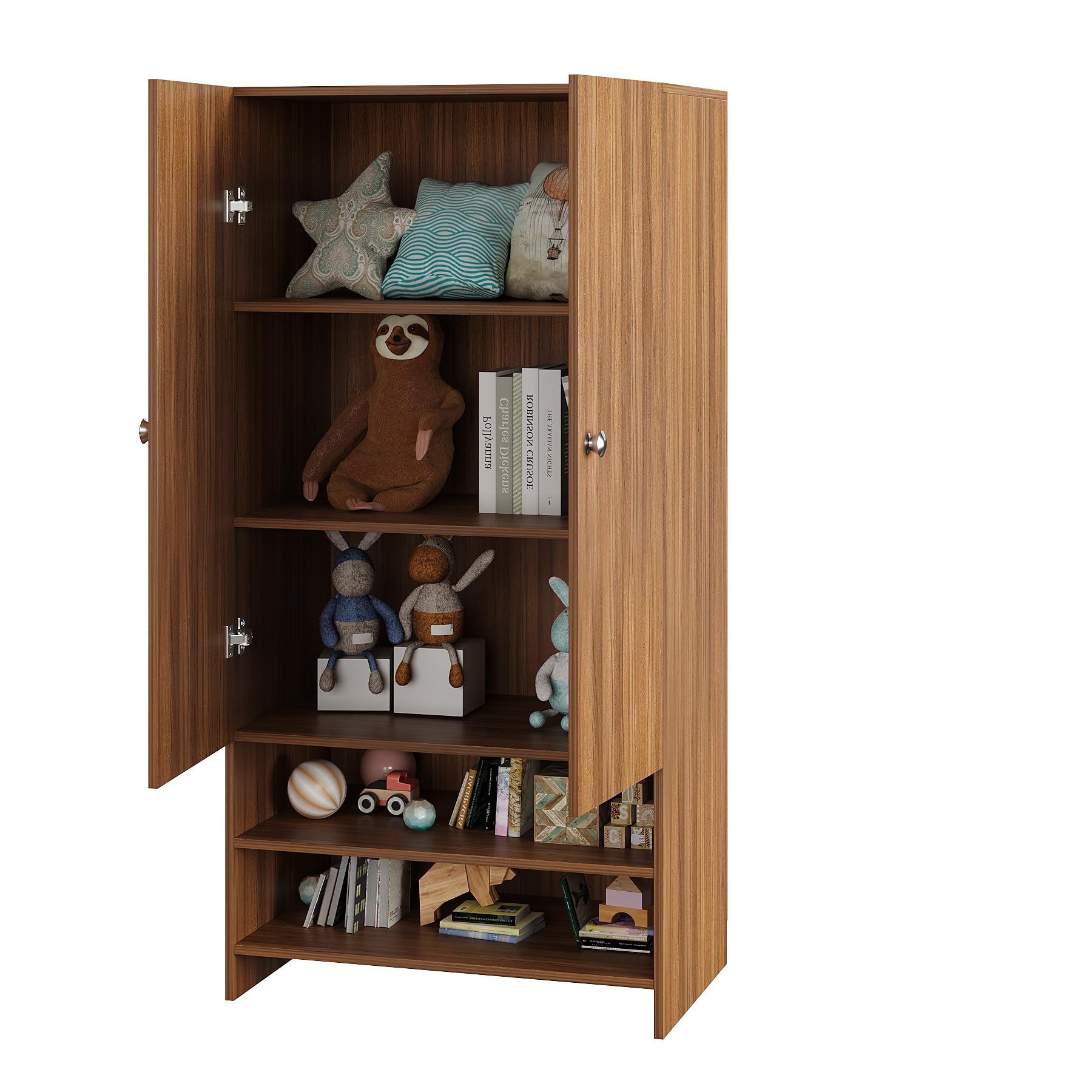 YSH Engineered Wood Wardrobe Almirah for Clothes with 2 Doors & Open Shoe Rack (Exotic Teak)