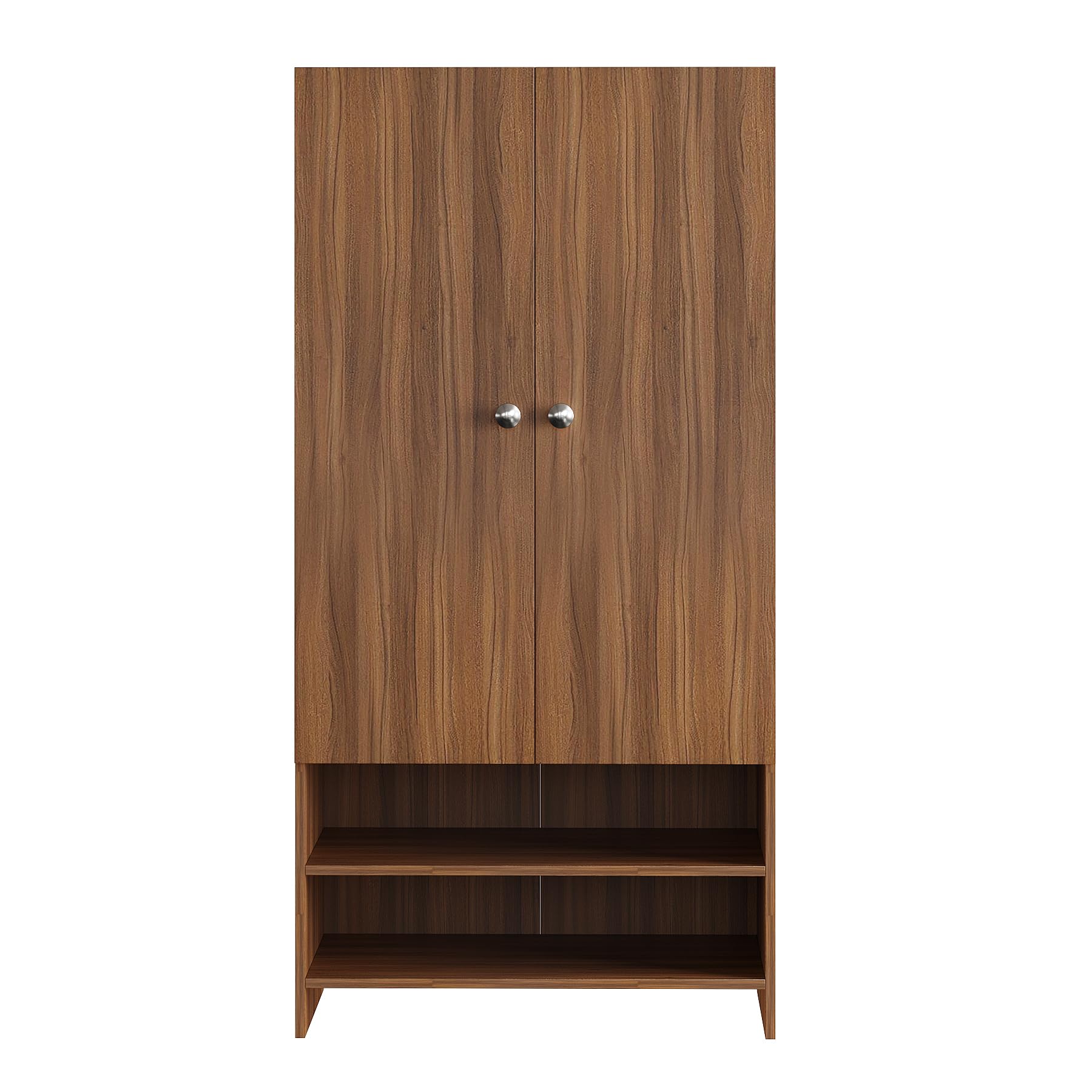 YSH Engineered Wood Wardrobe Almirah for Clothes with 2 Doors & Open Shoe Rack (Exotic Teak)