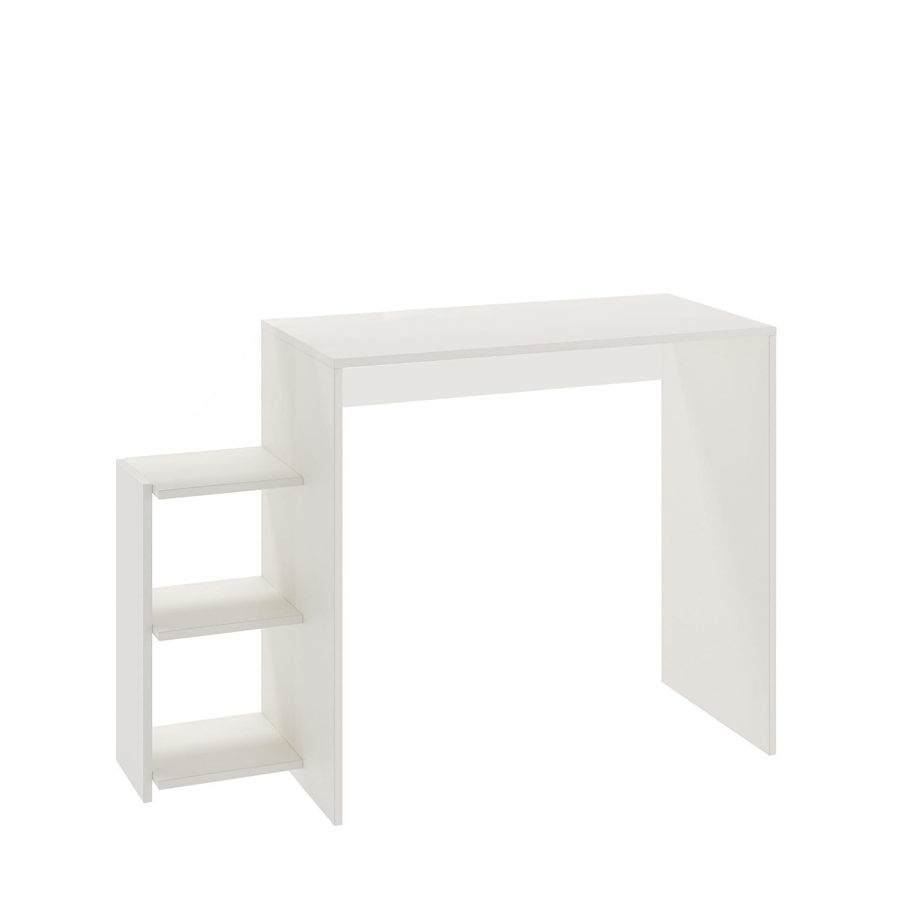 Austin Engineered Wood Study Table with Side Storage Shelves (White)