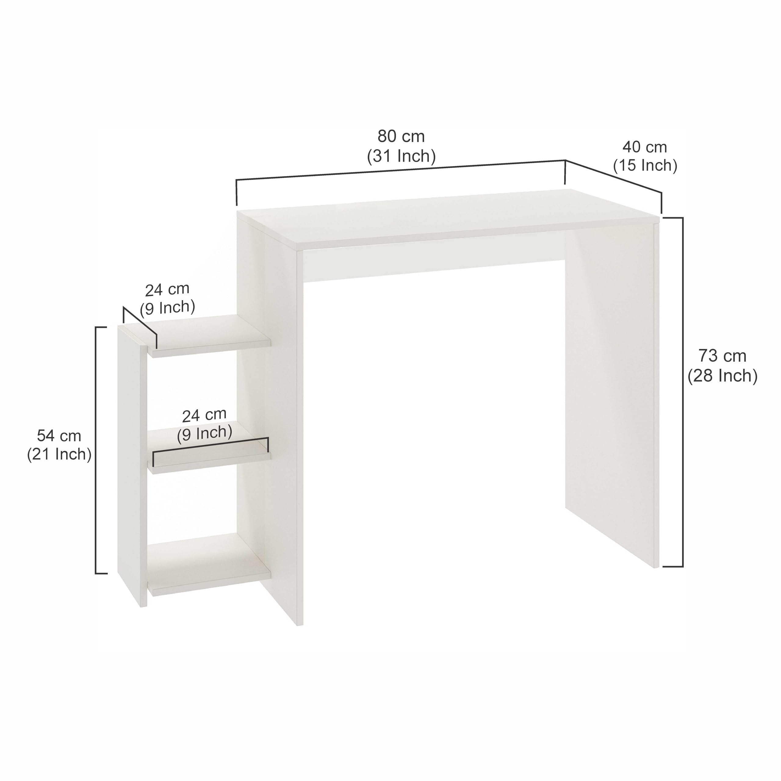 Austin Engineered Wood Study Table with Side Storage Shelves (Exotic Teak)