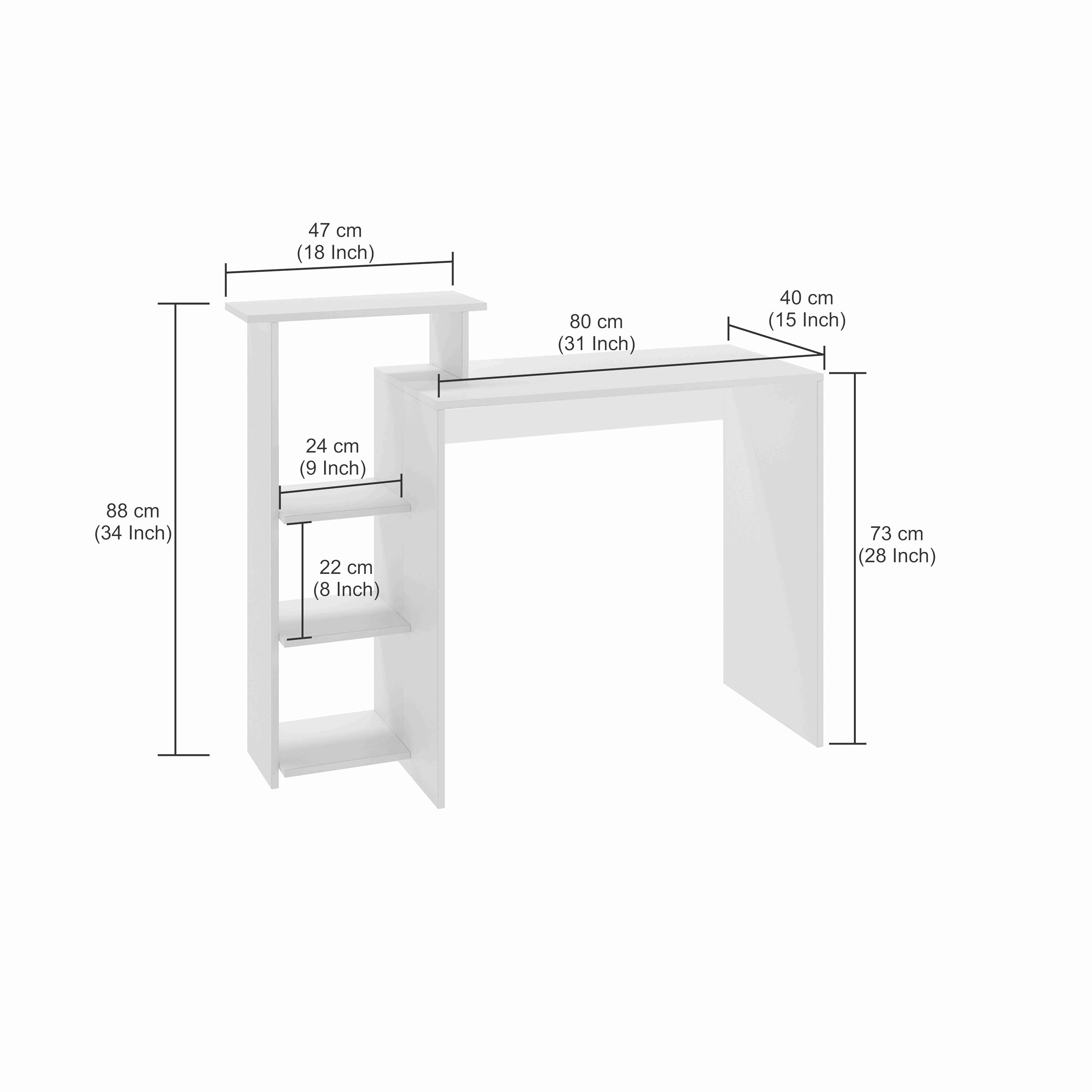 Austin Engineered Wood Study Table with Side Storage Shelves (Wenge & White)