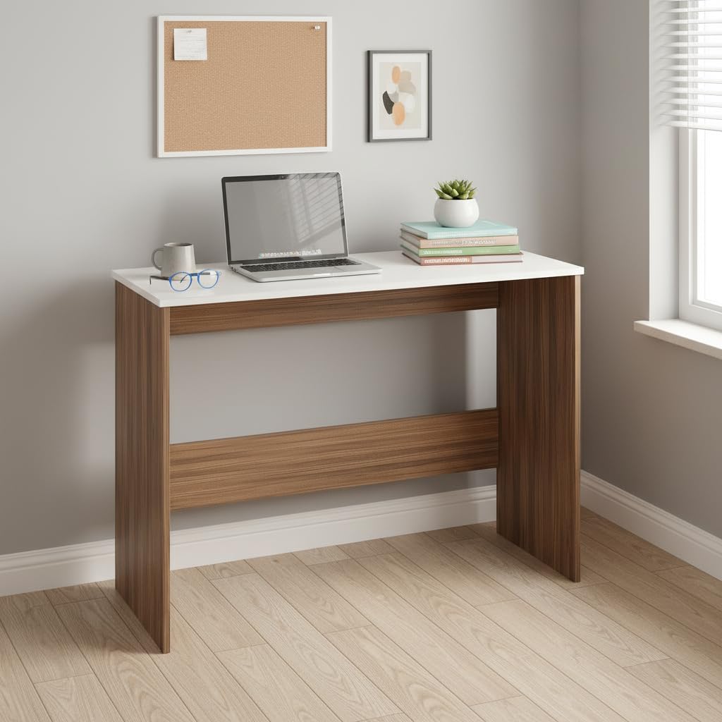 Boris Engineered Wood Study Table (Exotic Teak & White)