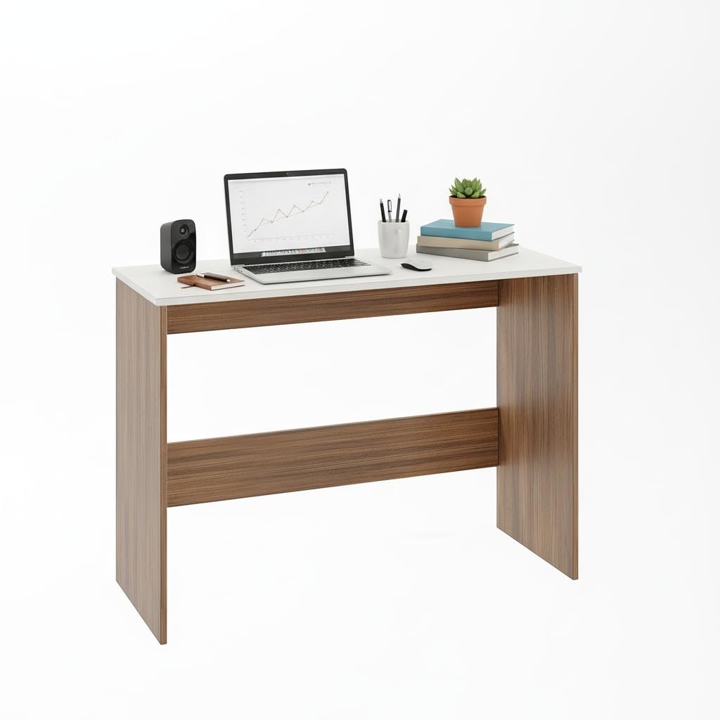 Boris Engineered Wood Study Table (Exotic Teak & White)