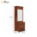 Sheesham Wood Dressing Table with Mirror with Seating Stool (24x16x77 Inches) - front_view