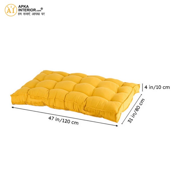 Veloura Floor Cushion (Yellow) - Set Of Two with Pillows
