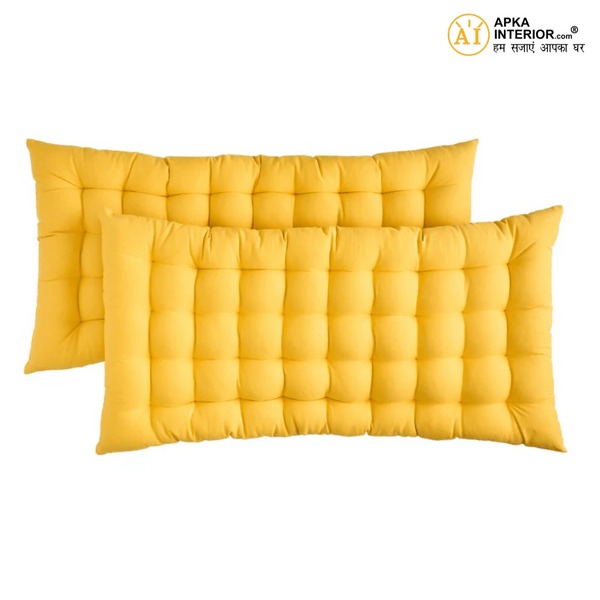 Amber Bliss Floor Cushion (Mustard Yellow) - Set Of Two