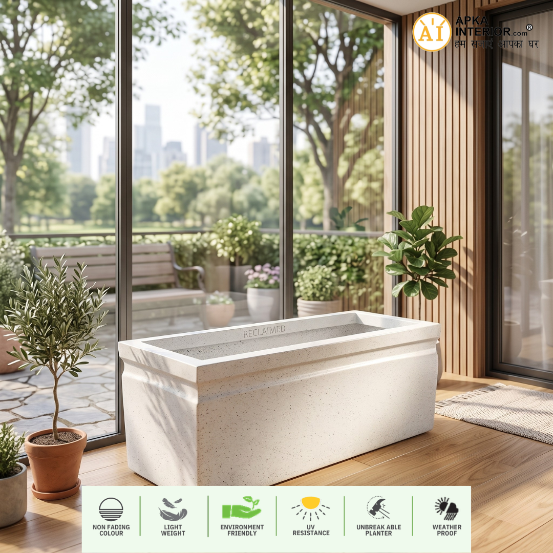 Kwid Window Planter (24x11x11) Inch (Marble White)