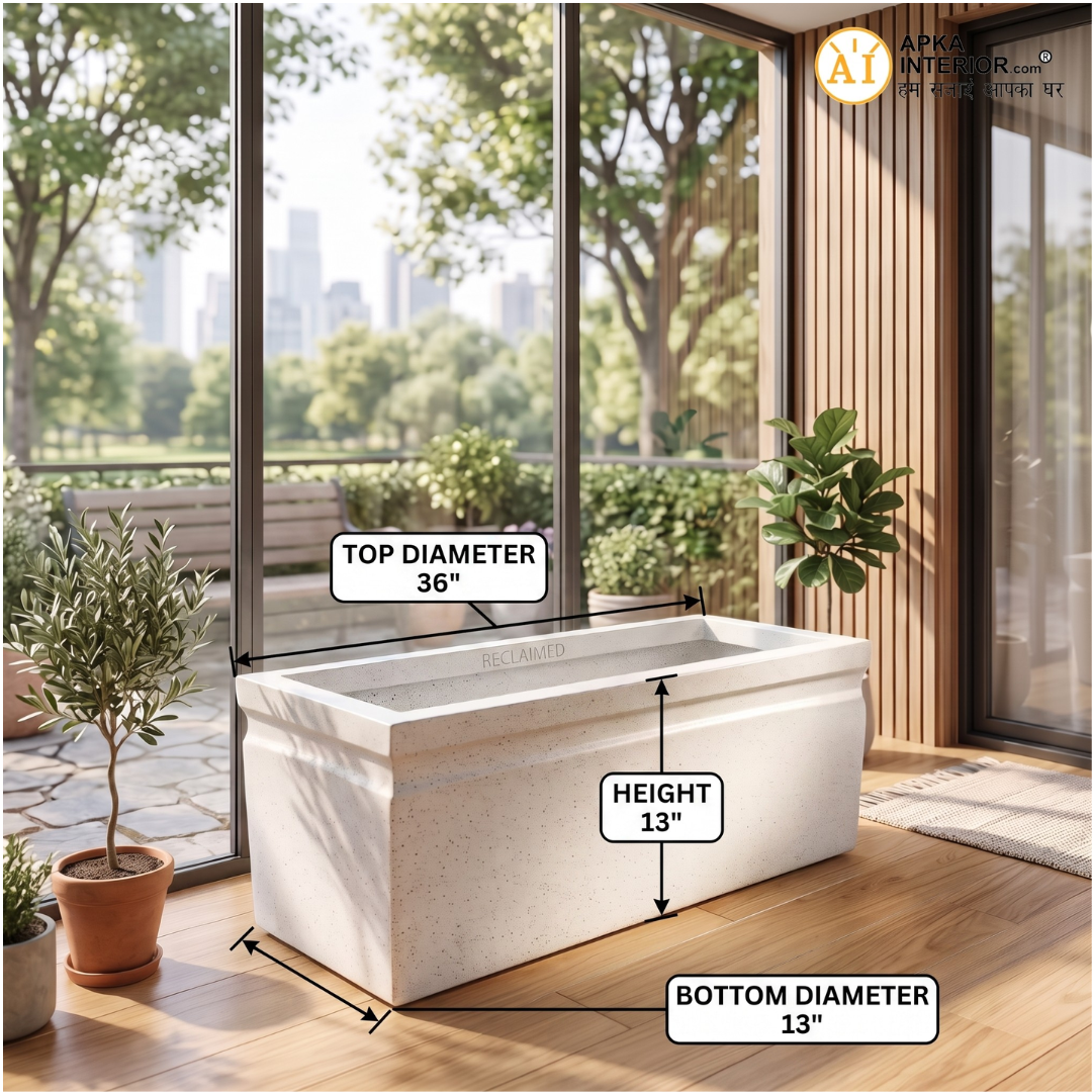 Apkainterior Kwid Window Planter (36x13x13) Inch (Marble White)
