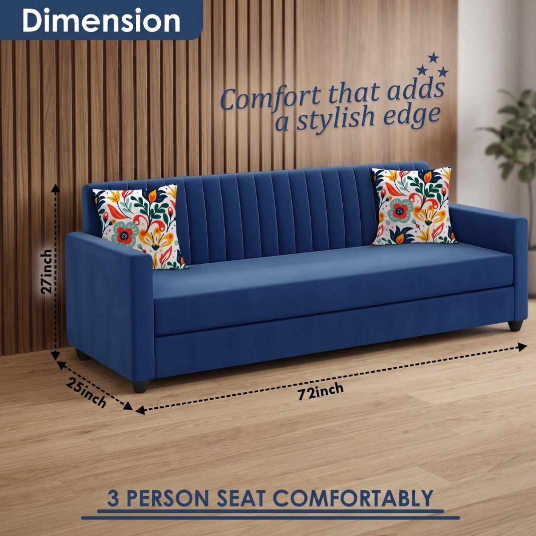 Athens Modern Fabric 3 Seater Sofa - front_view