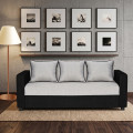 Tulip Black & Silver Fabric 3 Seater Sofa (70x30x32 Inch) - photo