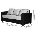 Tulip Black & Silver Fabric 3 Seater Sofa (70x30x32 Inch) - front_view