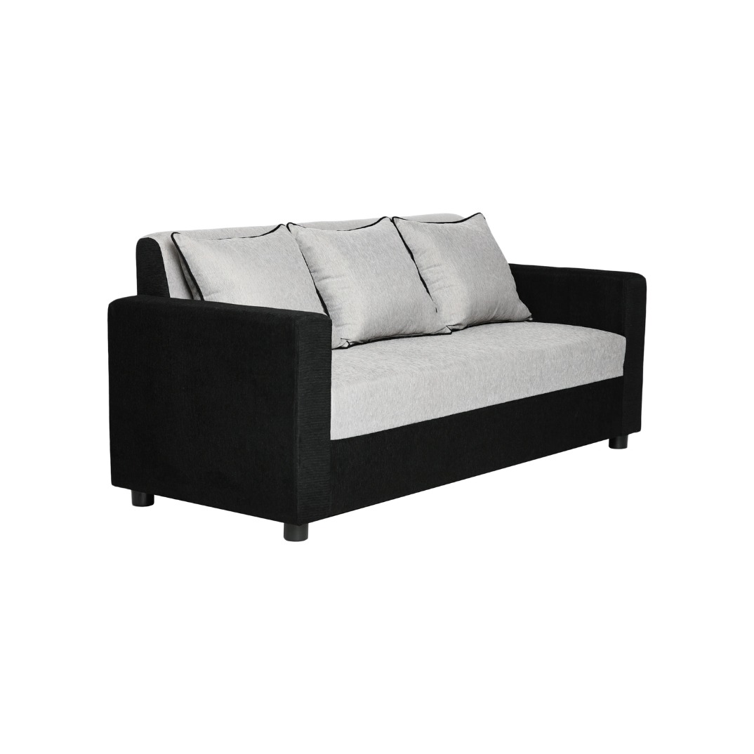 Tulip Black & Silver Fabric 3 Seater Sofa (70x30x32 Inch) - top_view