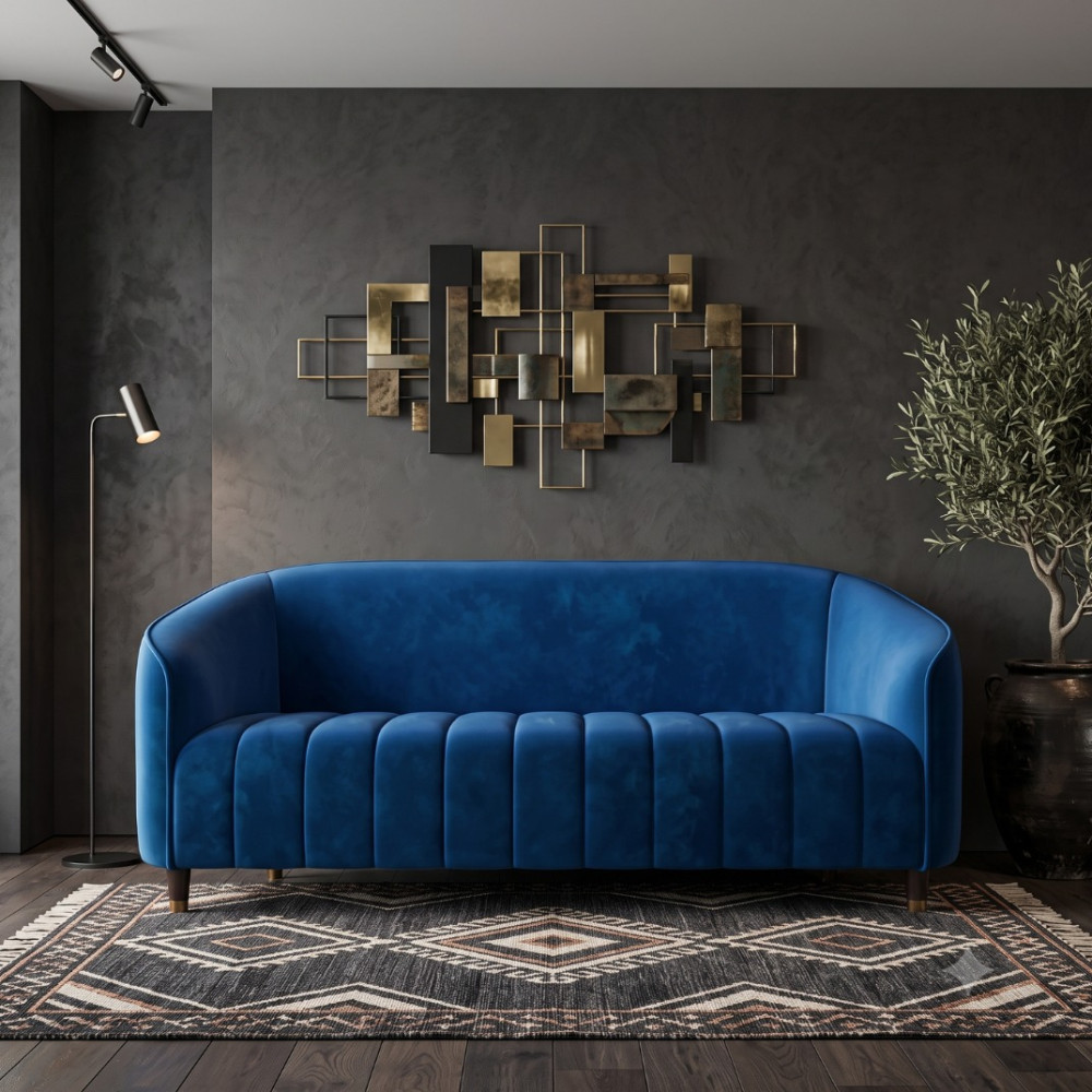 Olivia Fabric 3 Seater Sofa (78x28x30 Inch) - photo