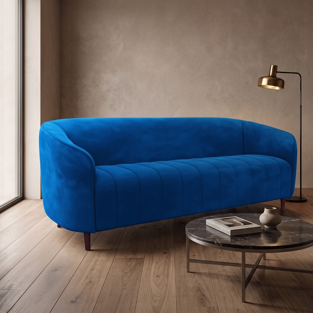 Olivia Fabric 3 Seater Sofa (78x28x30 Inch) - top_view