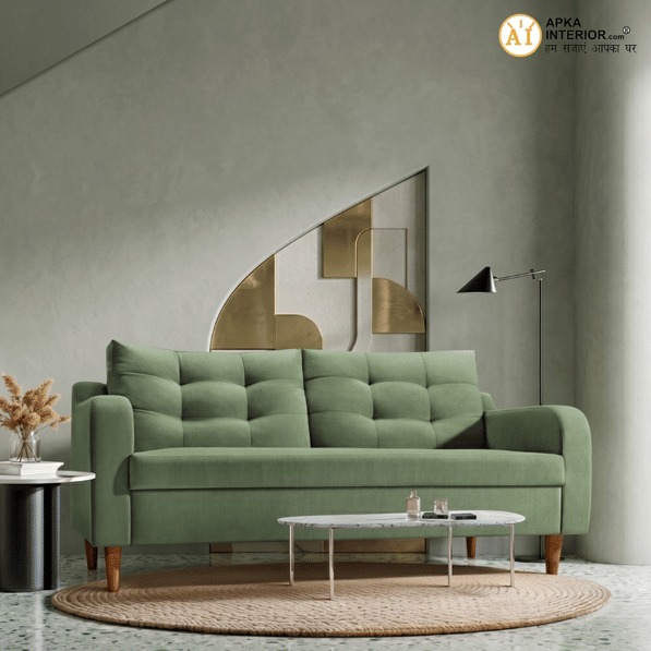 Ease Fabric 3 Seater Sofa (Finish Color - Chive) (71x32x34 Inches)