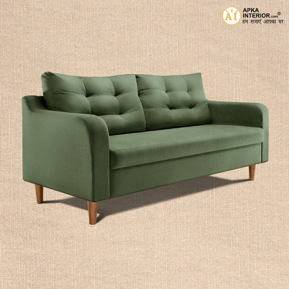Ease Fabric 3 Seater Sofa (Finish Color - Chive) (71x32x34 Inches)