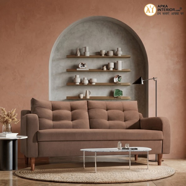 Ease Fabric 3 Seater Sofa (Finish Color - Cocoa Brown) (71x32x34 Inches)