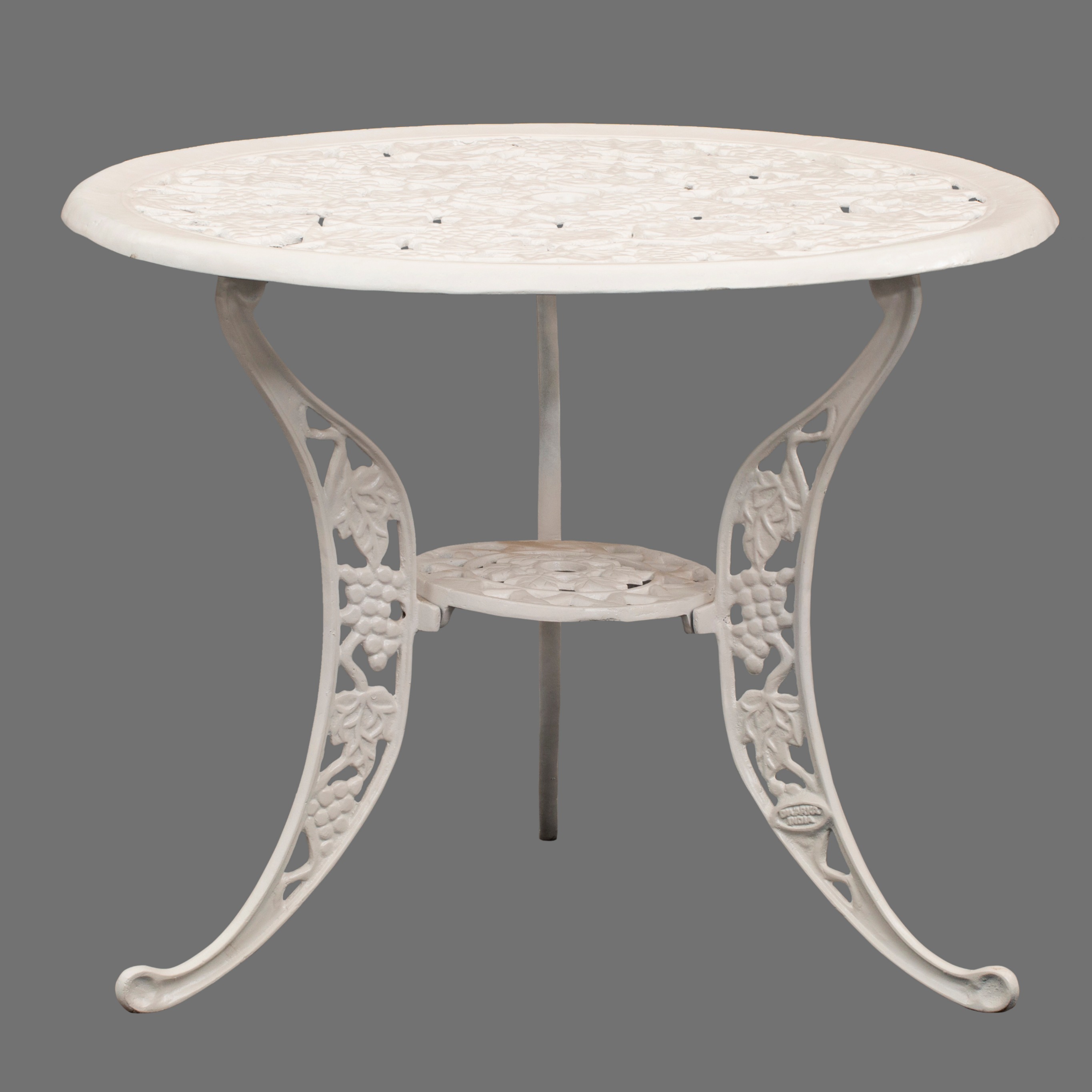 Castle white colored  Iron Table - front_view