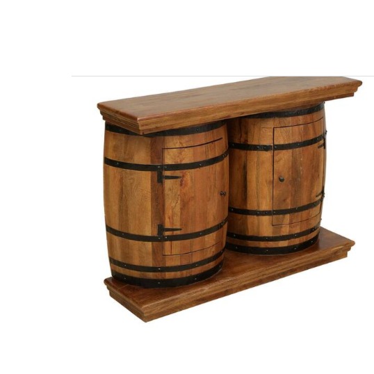 Handcarved Barrel Shaped Bar Cabinet (25X15X37 Inch)