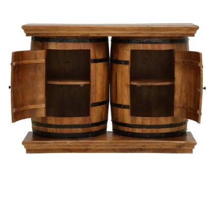 Handcarved Barrel Shaped Bar Cabinet (25X15X37 Inch)