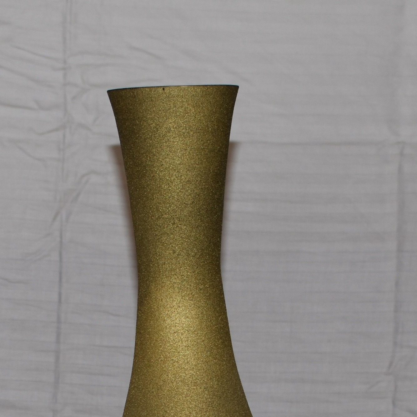 Golden Brown Metal Flower Vase - top_view