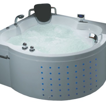 Luxury White Whirlpool Bathtub - rear_view