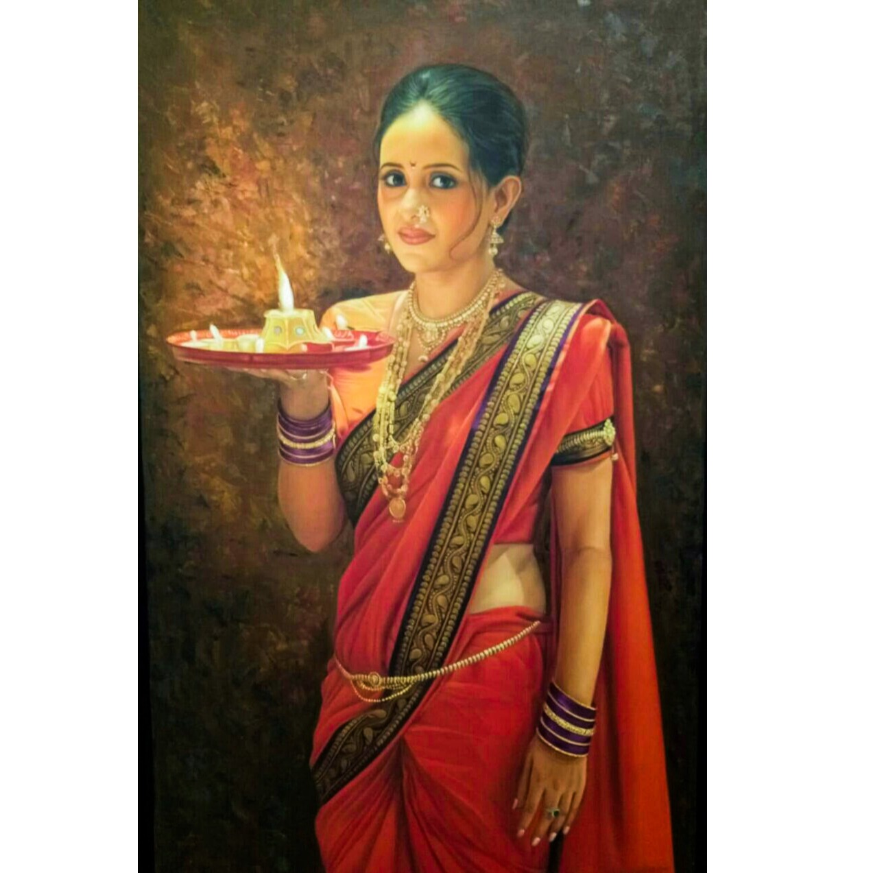 Prosperity Indian lady painting - rear_view