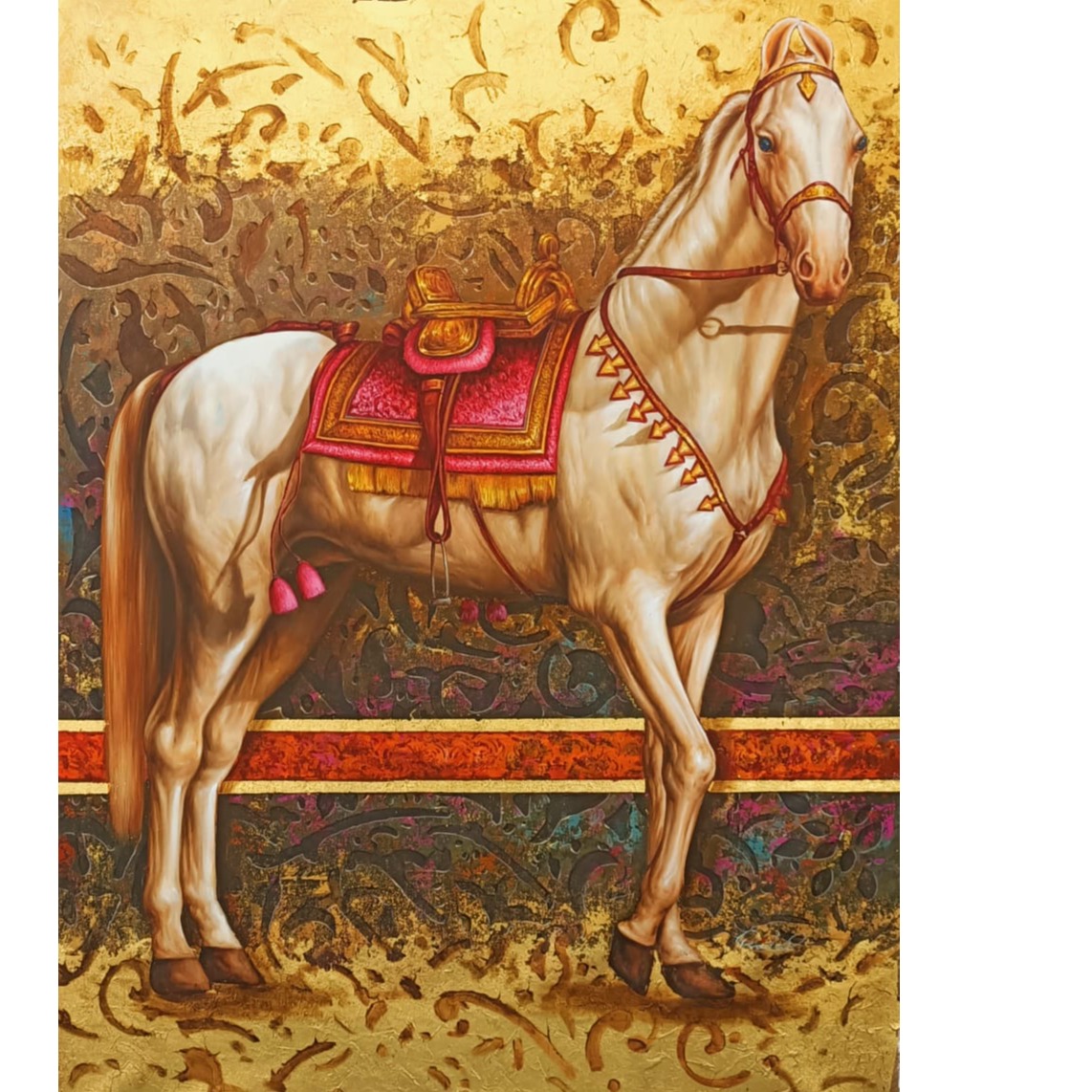 The Royal Horse White I Wall Painting - front_view