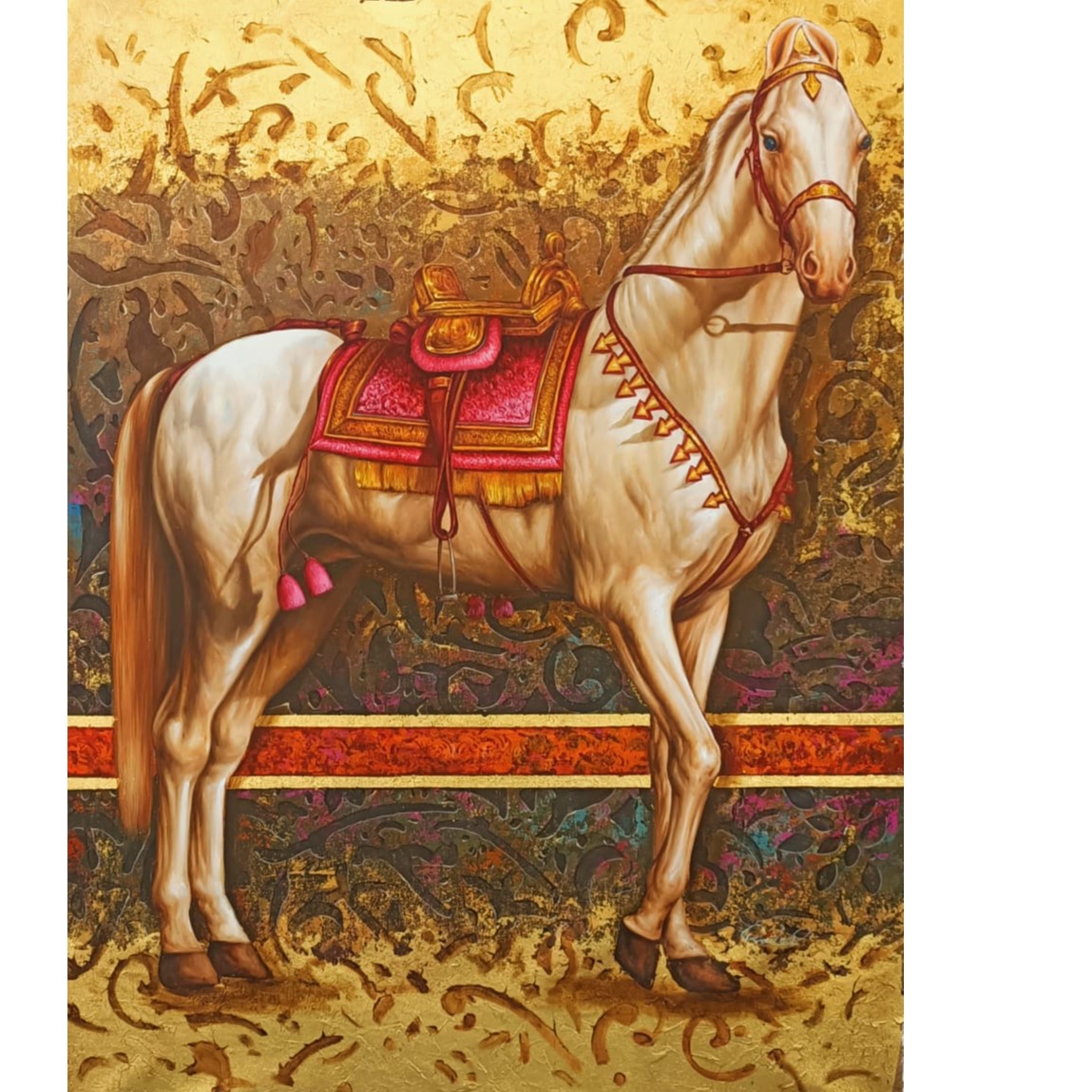 The Royal Horse White I Wall Painting - rear_view