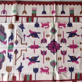 5*8 Cotton Durry Panja Dhurrie Rug Area Rug Handwoven - front_view