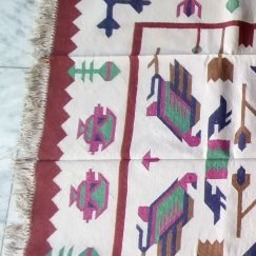 5*8 Cotton Durry Panja Dhurrie Rug Area Rug Handwoven - top_view