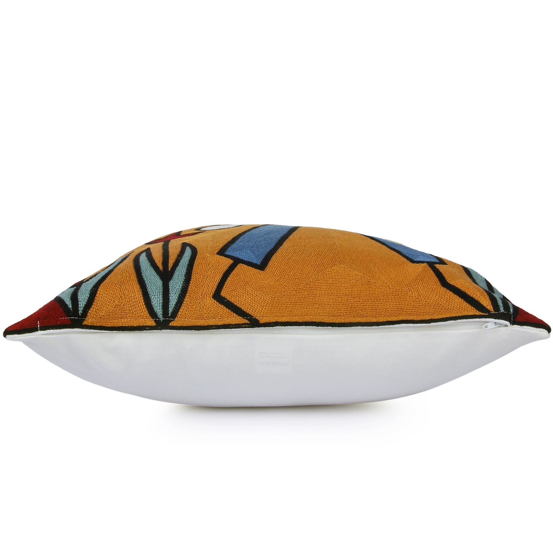 Nomaadi Bee Man Abstract Art Embroidered Pillow Cover 18x18 inches Decorative Cushion Cover | Picasso Inspired Home Decor - Bedroom Sofa Couch Outdoor - rear_view