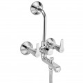 Brass 3 in 1 Wall Mixer With L-bend Pipe (Silver, Chrome Finish) - rear_view