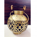 Wrought Iron T-Light Antique Gold Finish Big Wall Hanging Candle Holder - top_view