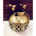 Wrought Iron T-Light Antique Gold Finish Big Wall Hanging Candle Holder - rear_view