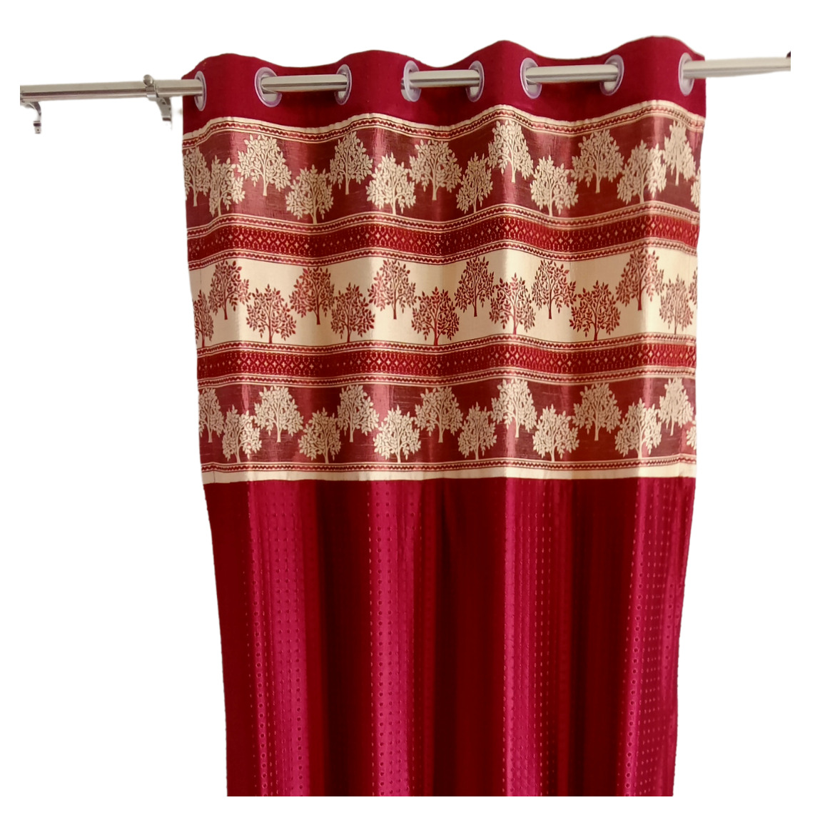 Red Polyster Curtain 1 - front_view