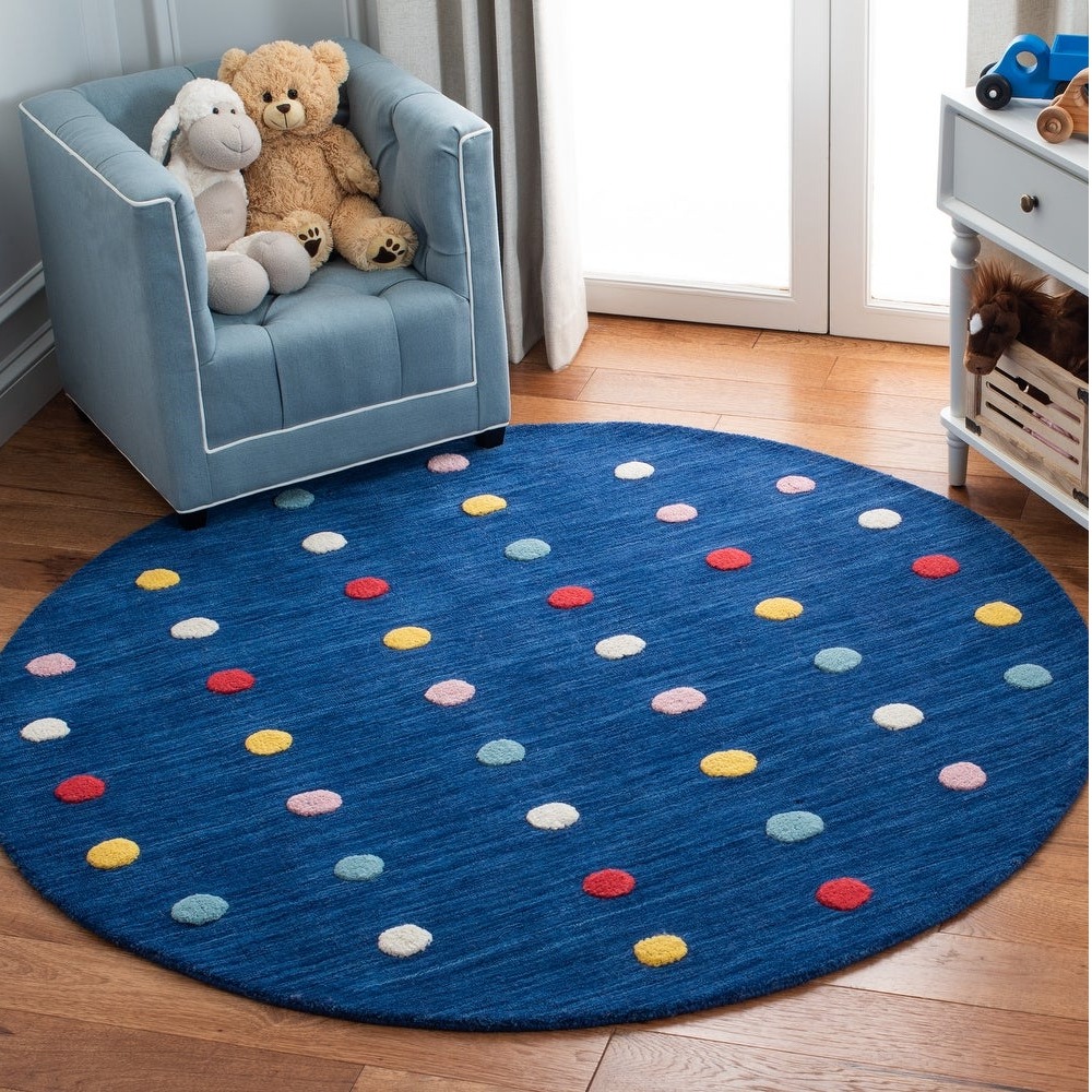 Kids Ayleen Polka Dot Blue Area Rug