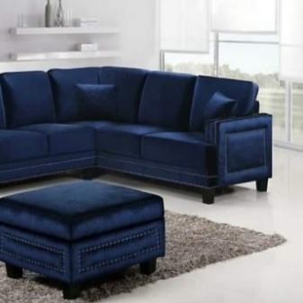 Athens L Shape 4 Seater Sofa Set In Blue